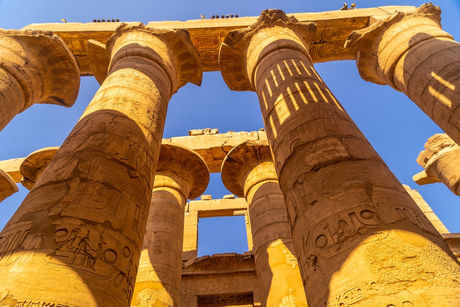 Giant columns of the temple of Karnak, the great sanctuary of Amun. Egypt
