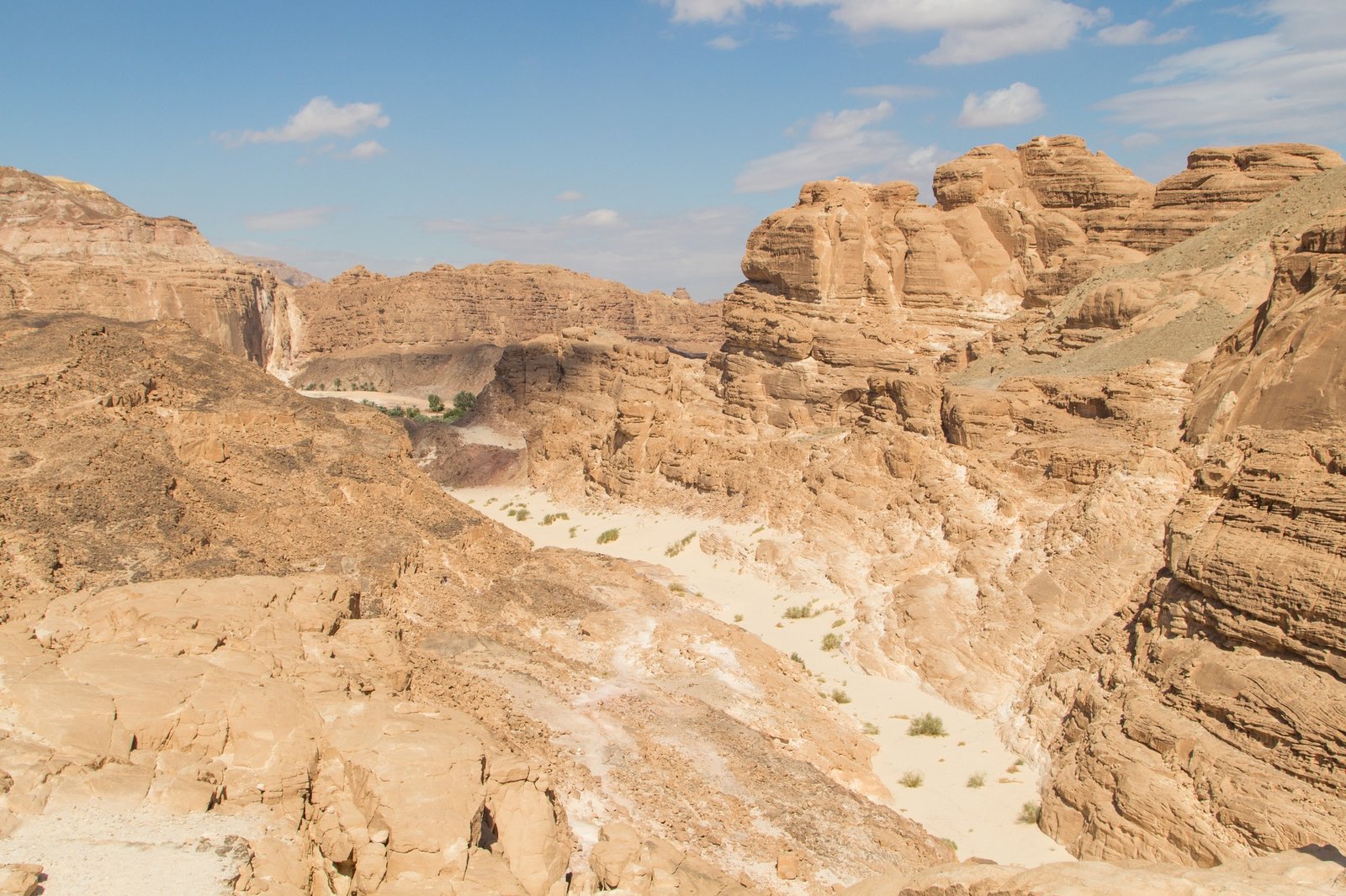 White canyon with yellow rocks. Egypt, desert, the Sinai Peninsula, Dahab.